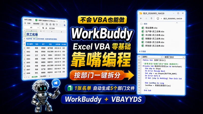 用WorkBuddy制作按部门拆分Excel文件工具